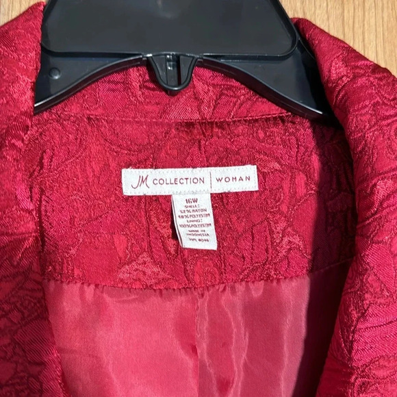 JM collection red 1 button blazer jacket red size 16 W - Picture 4 of 5